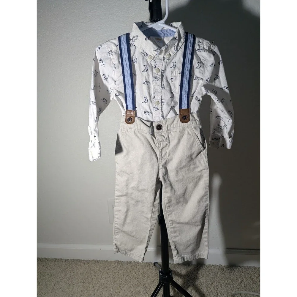 Gymboree Baby Boy Dino Suspender Set Wedding Dressed Up outfit Spring